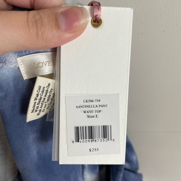 LoveShackFancy Santinella Tie Dyed Lounge Pant Blue Size Large NWT - Picture 5 of 7